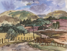 Winding road in the Grampians by Scottish artist Robert Hardie Condie RSW 1898-1981