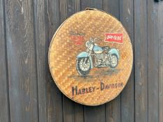 Rattan Handpainted Harley Blue Duo Wall Plaque