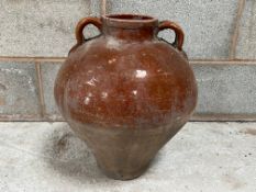 Old Egyptian Terrecotta, Glazed Brown Planter Jar
