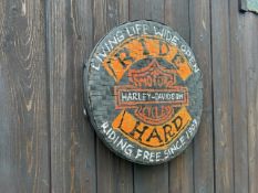 Rattan Handpainted Harley Ride Hard Wall Plaque