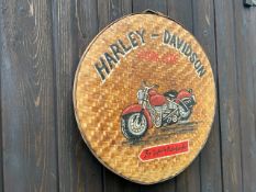 Rattan Handpainted Harley Red Wall Plaque