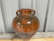 Old Egyptian Terrecotta, Glazed Brown Planter Jar