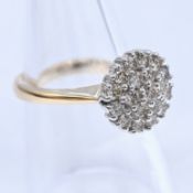 1.03 carat diamond layered cluster ring in yellow gold