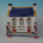 19thC Yorkshire Prattware Mexborough Chapel Moneybox