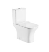 Designer 'Isabella' Closed Couple Rimless Toilet Pan & Cistern in White Ceramic.