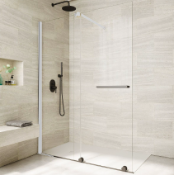 Designer Tissino Reinforced 900mm Walk In Shower Glass Panel.
