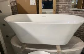 Designer 'MAYA' 1650mm x 750mm x 580mm White Freestanding Modern Designer Bath, Double Acrylic.