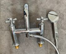 Laura Ashley Designer Gorgeous Traditional Deck Mounted Bath Filler with Shower, finished in Chrome.