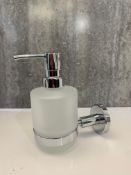Designer Chrome and Frosted Glass Bathroom Soap Dispenser.