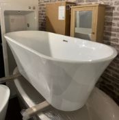 Designer 'MAYA' 1650mm x 750mm x 580mm White Freestanding Modern Designer Bath, Double Acrylic.