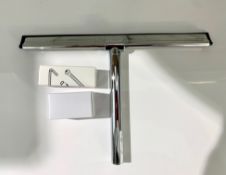 Designer Bathroom Wiper Blade Cleaner Tool. Wall Mountable, finished in Chrome