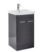 Designer 'Rossini' 500mm Full Freestanding Vanity Unit in Wolf Grey Gloss Finish