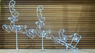 ICE WHITE ACRYLIC REINDEER & SLEIGH