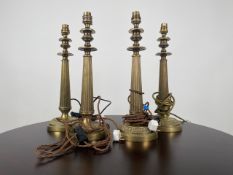 Set of 5 Mid Century Brass Table Lamps