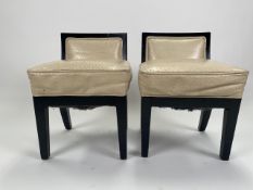 Pair of Ostrich Leather Stools Designed for The Berkeley Blue Bar