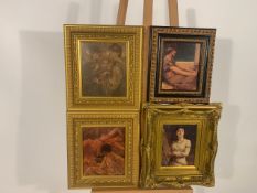 Set of 4 Antique Female Paintings