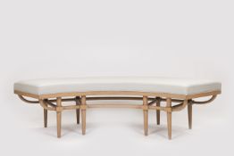 Curved Bench Made for Claridge's Suites Grey Leather