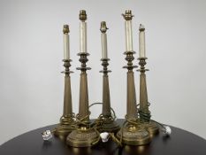 Set of 5 Mid Century Brass Table Lamps