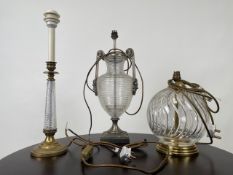 Trio of Glass Table Lamps