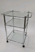 Vintage Shelf with Three Shelves in Wired Glass