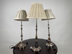 Trio of Silver Plated Table Lamps