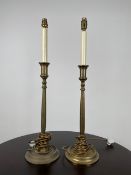Pair of Brass Plated Table Lamps