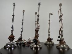 Set of 6 Nickel Plated Table Lamps