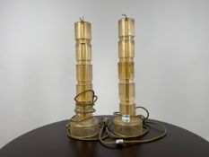 Pair of Speckled Glass Tiered Table Lamps