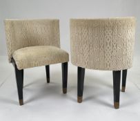 Pair of Tub Chairs with Decorative Fabric