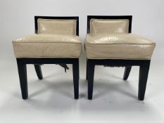 Pair of Ostrich Leather Stools