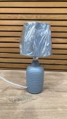 RIBBED TABLE LAMP 26CM GREY