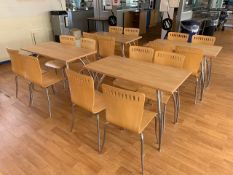 Set of 4 Matching Rectangular Canteen Tables with 16 Matching Canteen Chairs