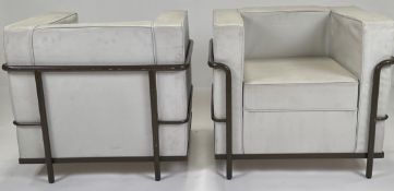 Pair of Le Corbusier, Cassina LC2 Style Leather Armchairs