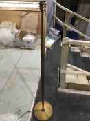 Pair of Wooden and Brass Floor Lamps (no shades)