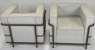 Pair of Le Corbusier, Cassina LC2 Style Leather Armchairs