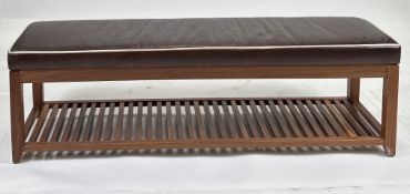 Wood & Faux Leather Bench