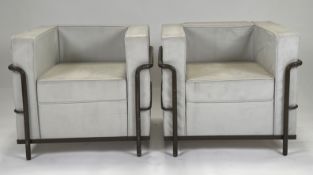 Pair of Le Corbusier, Cassina LC2 Style Leather Armchairs