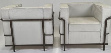 Pair of Le Corbusier, Cassina LC2 Style Leather Armchairs