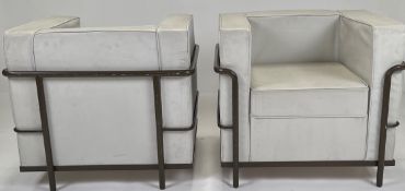 Pair of Le Corbusier, Cassina LC2 Style Leather Armchairs