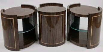 Trio of Bespoke Cygal Art Deco Side Tables Made for Claridge's Suites
