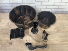 SOLAR TWO TIER BARREL WATER FOUNTAIN
