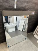 Designer Downlit Spotlight Mirror, finished in Grey. Features broad mirror, spotlight downlights.