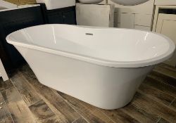 Designer REEF Contemporary / Modern Style Double Acrylic Freestanding Bath, in Gloss White.