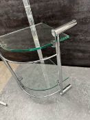 Bathstore Designer Corner Bathroom Shelf Unit in Chrome and Tinted Glass.
