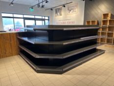 5 bays of retail (L-Shape or Corner) 4 tier, adjustable shelving