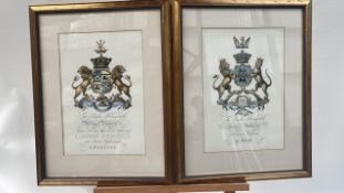Artwork - Pair of Coat Of Arms Masham/Belsborough