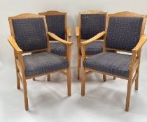 4 x Wood & Fabric Chairs