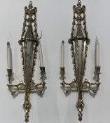 Pair of mirrior wall candelabra lights