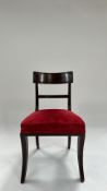 Wooden Chair with Red Fabric Seat