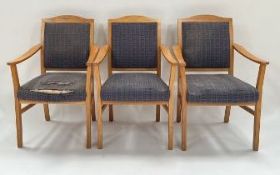 3 x Wood & Fabric Chairs